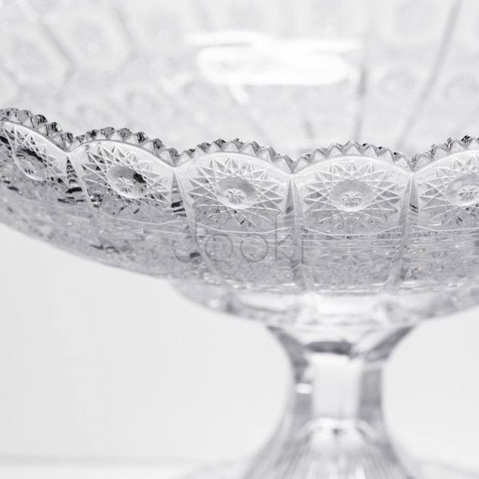 Фруктовница на ножке стеклянная Queen Lace 32 см под хрусталь Yiwu HP-34-47  Jooki 