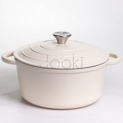 Кастрюля чугунная эмалированная 5 л, бежевый Yiwu HP-FLG-2 WHITE  Jooki