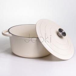 Кастрюля чугунная эмалированная 5 л, бежевый Yiwu HP-FLG-2 WHITE  Jooki