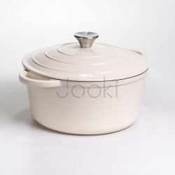 Кастрюля чугунная эмалированная 5 л, бежевый Yiwu HP-FLG-2 WHITE  Jooki