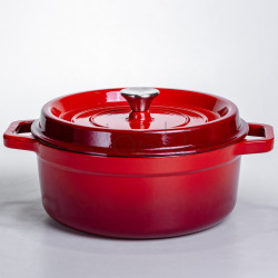 Кокотница чугунная эмалированная 5,5 л, красный Yiwu HP-FLG-5 RED Надежный выбор Jooki