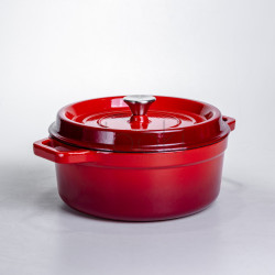 Кокотница чугунная эмалированная 5,5 л, красный Yiwu HP-FLG-5 RED Надежный выбор Jooki