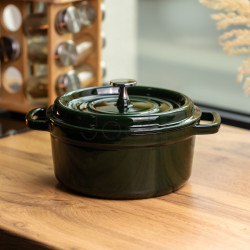Кокотница чугунная эмалированная 6,5 л, малахит Yiwu HP-FLG-12 green  Jooki