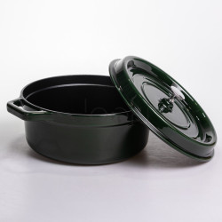 Кокотница чугунная эмалированная 6,5 л, малахит Yiwu HP-FLG-12 green  Jooki