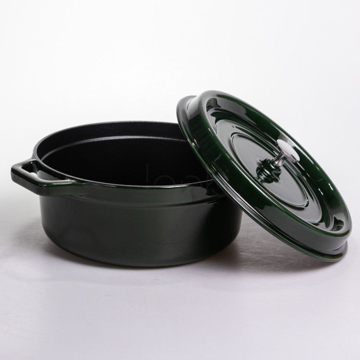 Кокотница чугунная эмалированная 6,5 л, малахит Yiwu HP-FLG-12 green  Jooki