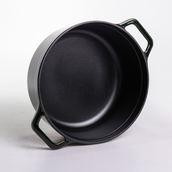 Кокотница чугунная эмалированная 6,5 л, малахит Yiwu HP-FLG-12 green  Jooki