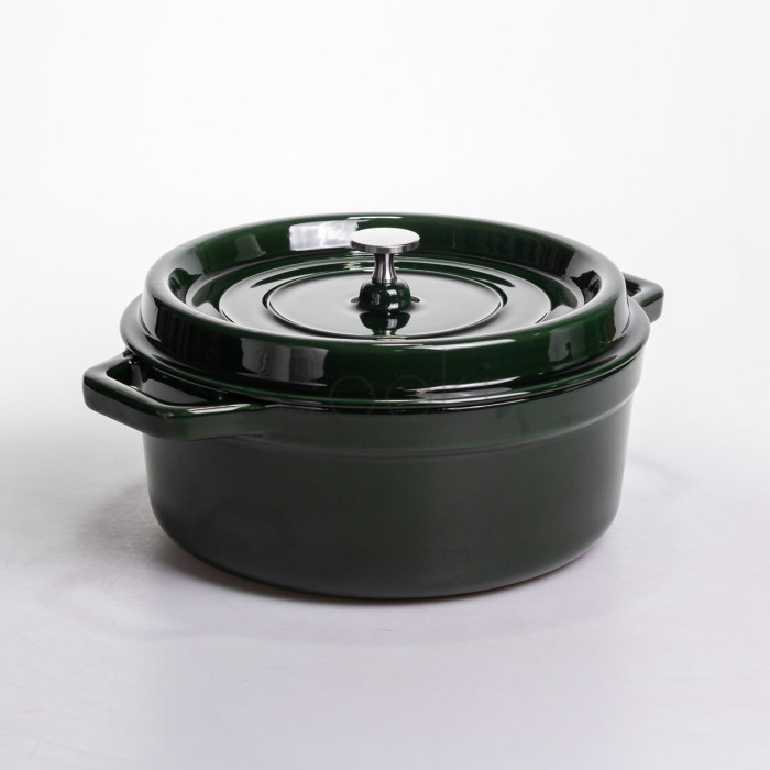 Кокотница чугунная эмалированная 6,5 л, малахит Yiwu HP-FLG-12 green  Jooki