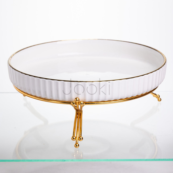 Блюдо сервировочное фарфоровое Casual 28 см, золото Yiwu LB-1574G  Jooki