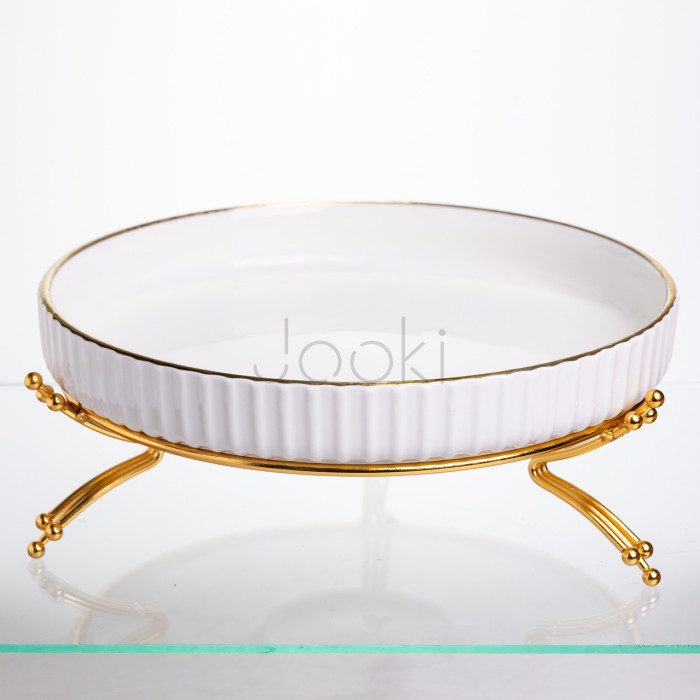 Блюдо сервировочное фарфоровое Casual 28 см, золото Yiwu LB-1574G  Jooki