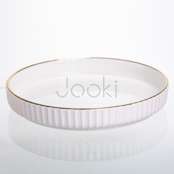 Блюдо сервировочное фарфоровое Casual 28 см, золото Yiwu LB-1574G  Jooki