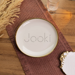 Тарілка обідня порцелянова 25.5 см із золотим кантом Yiwu LB-1606B Надійний вибір Jooki
