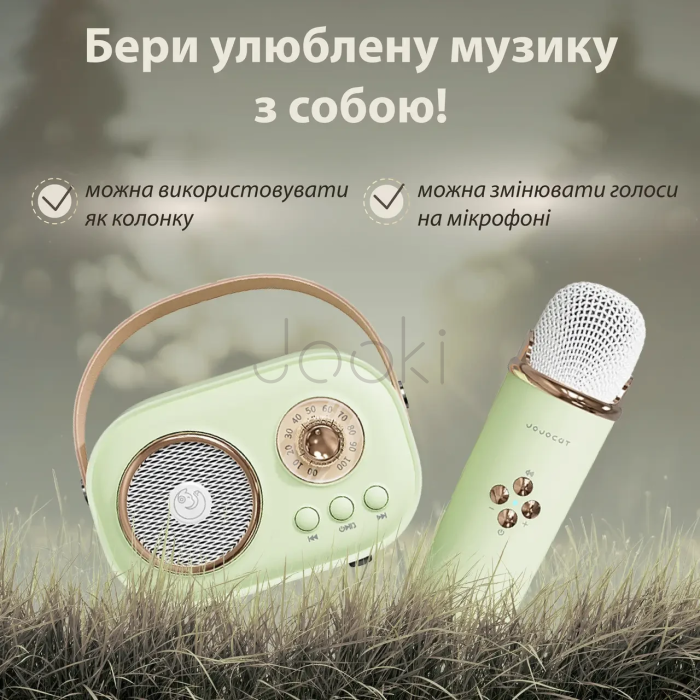 Колонка портативная с микрофоном C-20 BT/TF/USB/FM 5 Вт Зеленый  Jooki