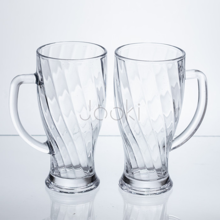 Набір кухлів для пива Glass Mug скляних 2 штуки по 420 мл HP-17-59 Твій стильний вибір 