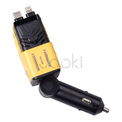Автомобильное зарядное устройство MECHA с выдвижными кабелями и портами USB/Type-C Желтый Продумано до деталей 