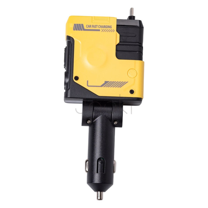 Автомобильное зарядное устройство MECHA с выдвижными кабелями и портами USB/Type-C Желтый Продумано до деталей 