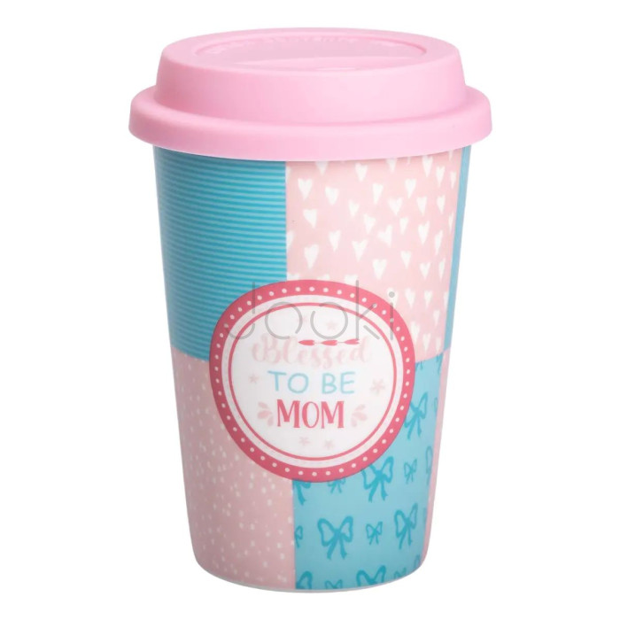 Стакан керамический 420 (мл) с силиконовой крышкой Blessed to be mom Для комфорта каждый день 