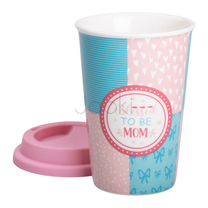 Стакан керамический 420 (мл) с силиконовой крышкой Blessed to be mom Для комфорта каждый день 