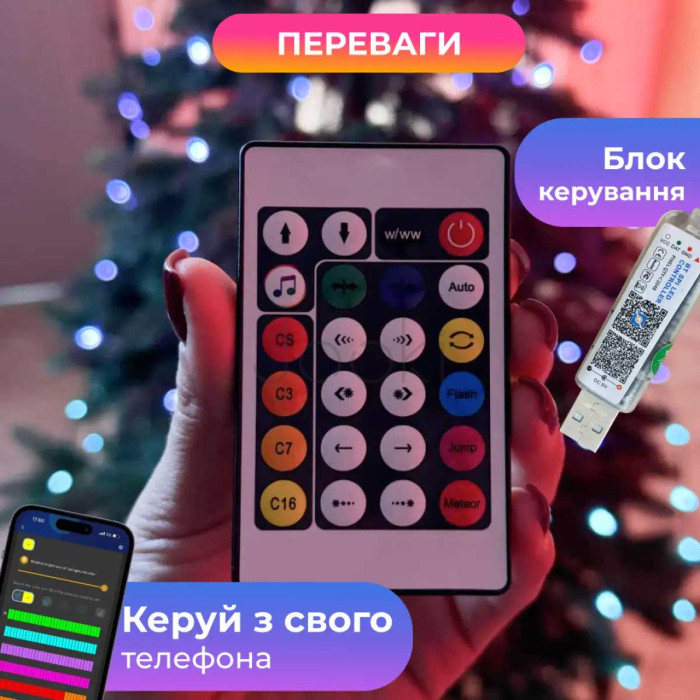 Умная гирлянда Smart 250 LED длина 2,5 м с управлением со смартфона зеленая, мультиколор Практическое решение Jooki