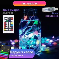 Умная гирлянда Smart 250 LED длина 2,5 м с управлением смартфона прозрачная, мультиколор Надежный выбор Jooki