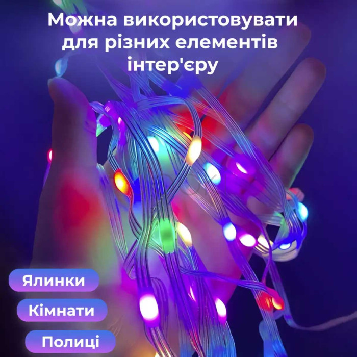 Умная гирлянда Smart 250 LED длина 2,5 м с управлением смартфона прозрачная, мультиколор Надежный выбор Jooki