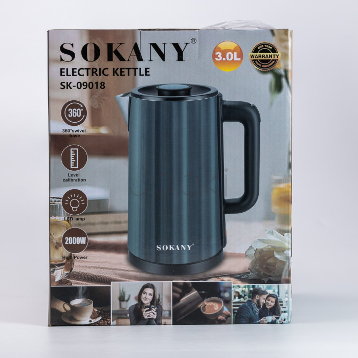 Электрочайник Sokany SK-09018 3 литра Зеленый  Jooki 