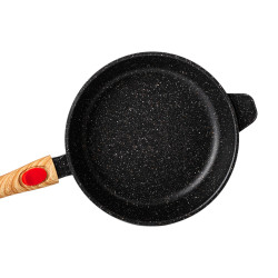 Алюмінієва глибока сковорода (2,4 л) зі скляною кришкою Ø 24 см Black MGC HP-4-463B Надійний вибір Jooki