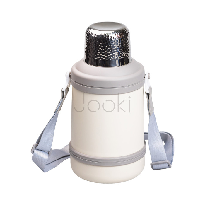 Термос Vacuum Cup 1.5 літра з ремінцем і складною ручкою білий HP-14-21W Практичне рішення Jooki