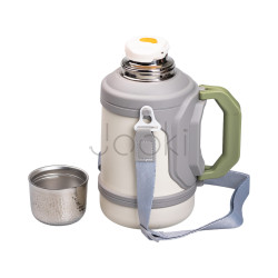 Термос Vacuum Cup 1.5 літра з ремінцем і складною ручкою білий HP-14-21W Практичне рішення Jooki