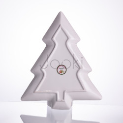 Блюдо сервировочное новогоднее для закусок из фарфора Santa 29×24×2 (см) HP-SDHK-18  Jooki