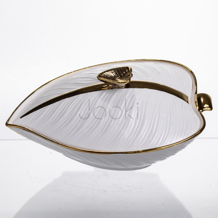 Супниця 800 (мл) каструля 26×18×14 (см) з кришкою Білий з золотом XL-4074AG  Jooki
