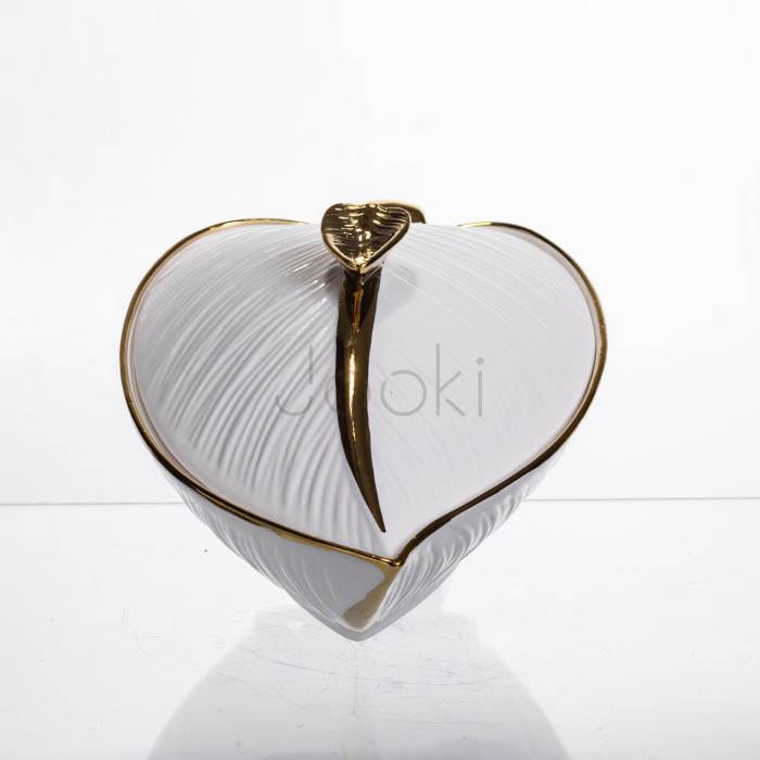 Супниця 800 (мл) каструля 26×18×14 (см) з кришкою Білий з золотом XL-4074AG  Jooki