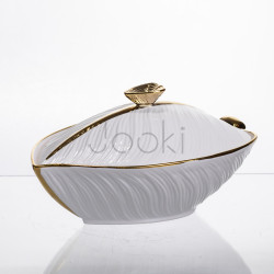 Супниця 800 (мл) каструля 26×18×14 (см) з кришкою Білий з золотом XL-4074AG  Jooki