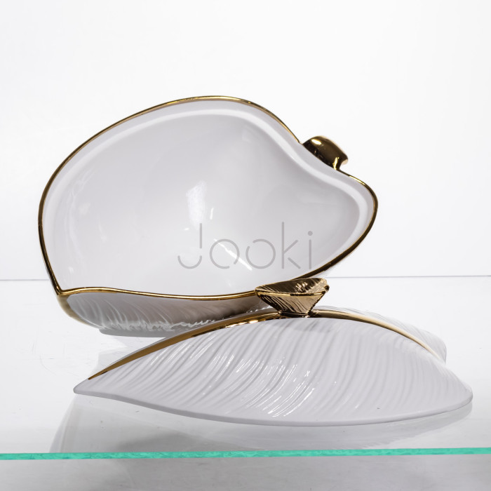 Супниця 800 (мл) каструля 26×18×14 (см) з кришкою Білий з золотом XL-4074AG  Jooki