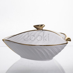Супниця 800 (мл) каструля 26×18×14 (см) з кришкою Білий з золотом XL-4074AG  Jooki