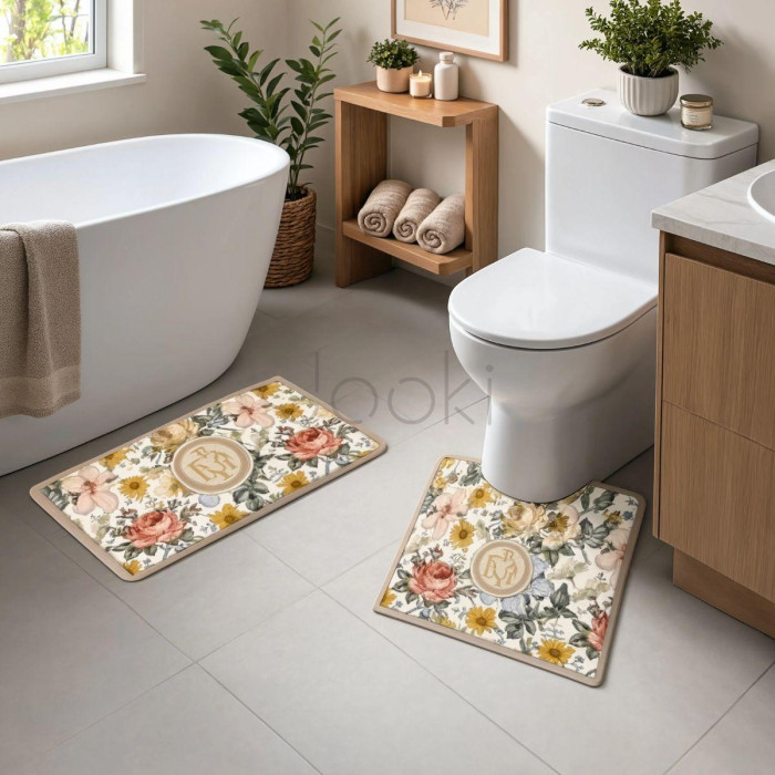 Набір килимків для ванни Flowers 2 штуки 80*50 см/50*40 см діатомітових Yiwu HP-42-174 Функціональність Jooki