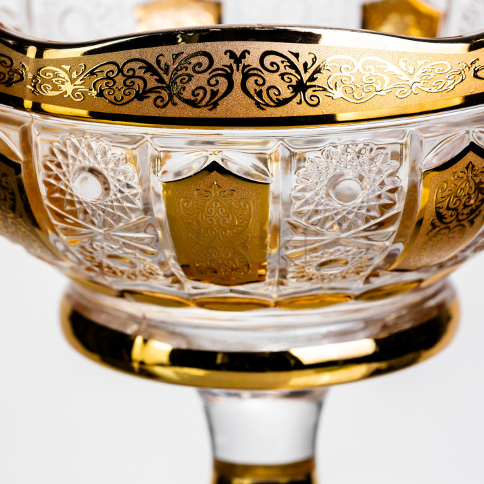 Ваза для фруктов стеклянная Bohemia Gold 26 см Yiwu HP-34-137 Удобство и стиль Jooki