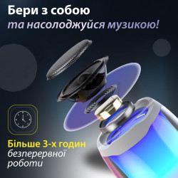 Портативная мини колонка с подсветкой Черный  Jooki