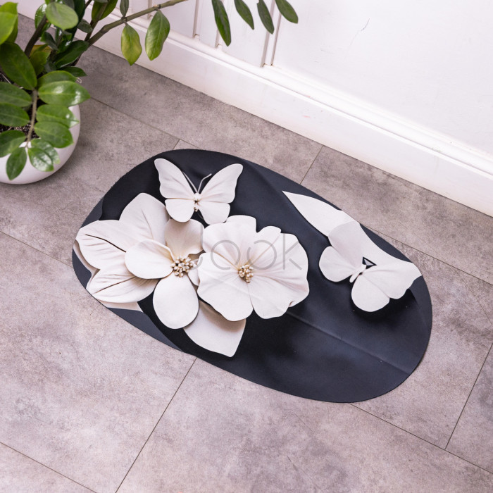 Коврик для ванной комнаты с 3D-эффектом Petal Relief 38*58 см диатомитовый Черный HP-42-38 Проверенное качество Jooki