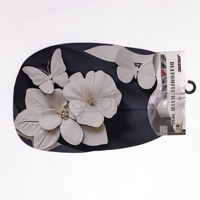 Коврик для ванной комнаты с 3D-эффектом Petal Relief 38*58 см диатомитовый Черный HP-42-38 Проверенное качество Jooki
