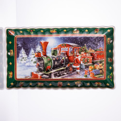 Сервірувальне новорічне блюдо для закусок з порцеляни Santa 30,5×17,5×2,5 (см) HP-SDHK-22 Продумано до деталей 