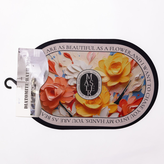 Диатомитовый 3d коврик для овальный дома Beautiful Flowers 38×58 (см) влаговпитывающий коврик для кухни ванны и туалета HP-42-55  Jooki 