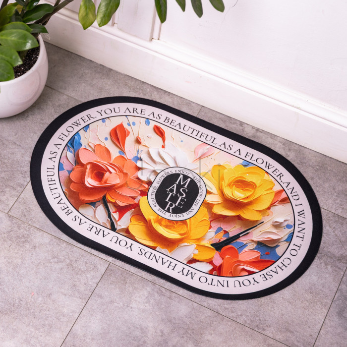 Диатомитовый 3d коврик для овальный дома Beautiful Flowers 38×58 (см) влаговпитывающий коврик для кухни ванны и туалета HP-42-55  Jooki 
