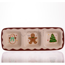 Менажница фарфоровая Merry Christmas на 3 секции 30×11×2.5 (см) прямоугольная CR-1-41