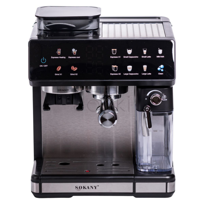 Кофеварка рожковая 4в1с кофемолкой 1800 Вт резервуар 2.6 л Sokany SK-04032  Jooki