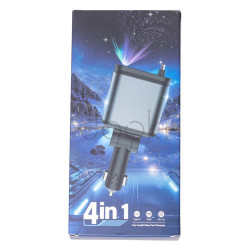 Автомобильное зарядное устройство LED-проекция, с быстрой зарядкой и выдвижными кабелями Apple Lightning/USB-С Твой стильный выбор 