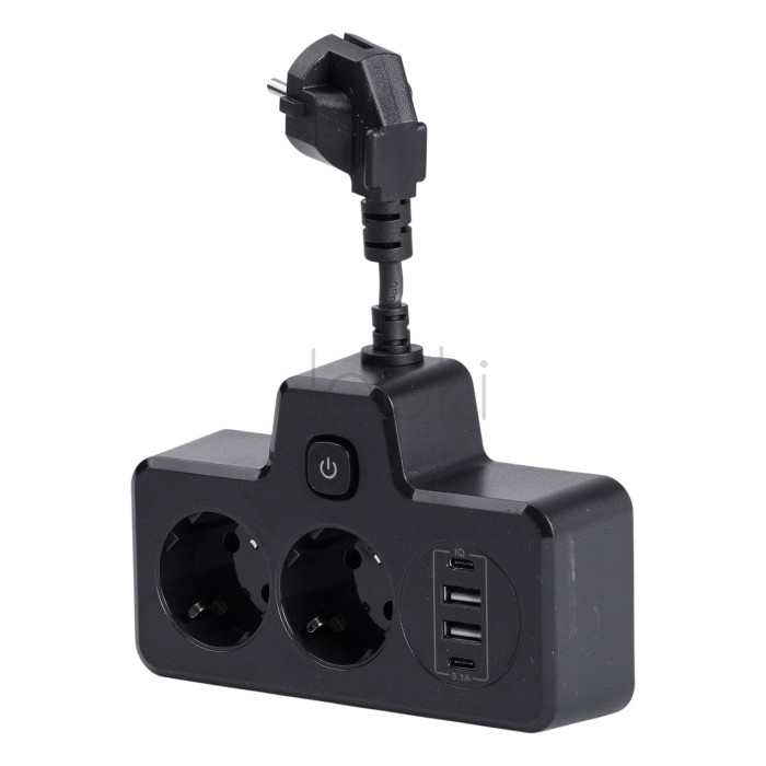 Мережевий фільтр на 2 євро розетки з 2 USB та 2 Type-C чорний HP-5-18  Jooki