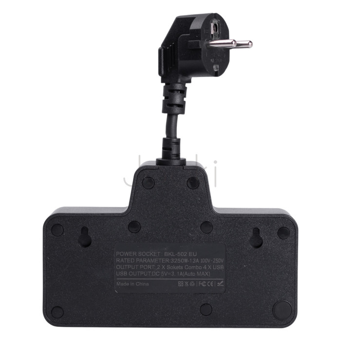 Мережевий фільтр на 2 євро розетки з 2 USB та 2 Type-C чорний HP-5-18  Jooki