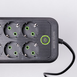 Мережевий фільтр подовжувач на 8 розеток з 3 USB 1 Type-C та кнопкою відключення F20U 2.8 м Чорний HP-5-28  Jooki