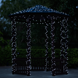 Новогодняя гирлянда уличная 30 м 300 LED с солнечной батареей черный провод Белый SB300L30MBW  Jooki