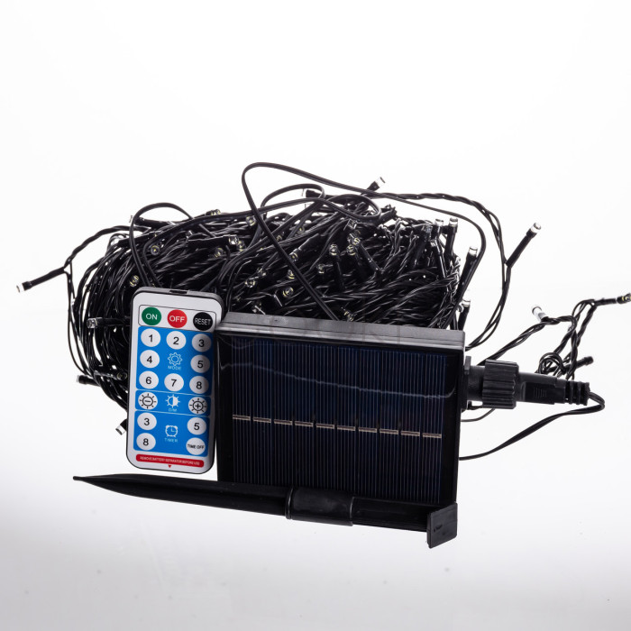 Новогодняя гирлянда уличная 30 м 300 LED с солнечной батареей черный провод Белый SB300L30MBW  Jooki